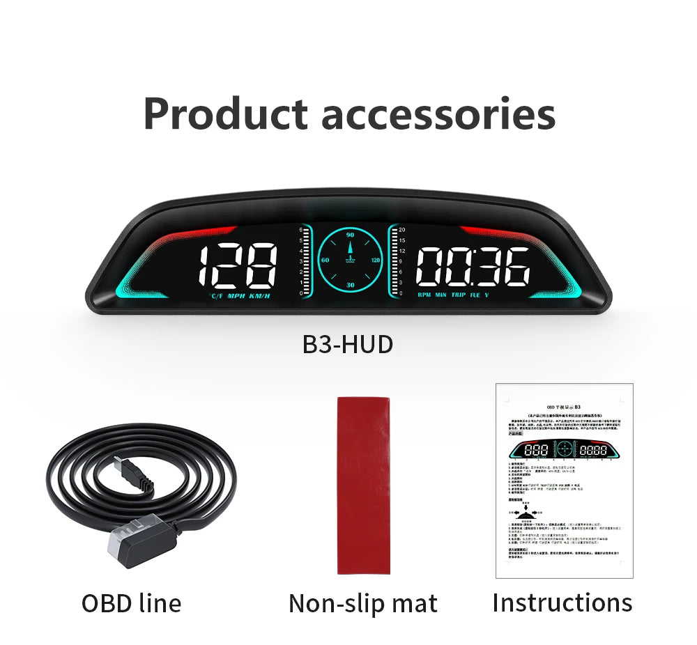 Proyector HUD B3 OBD2 | Velocímetro Inteligente para Auto