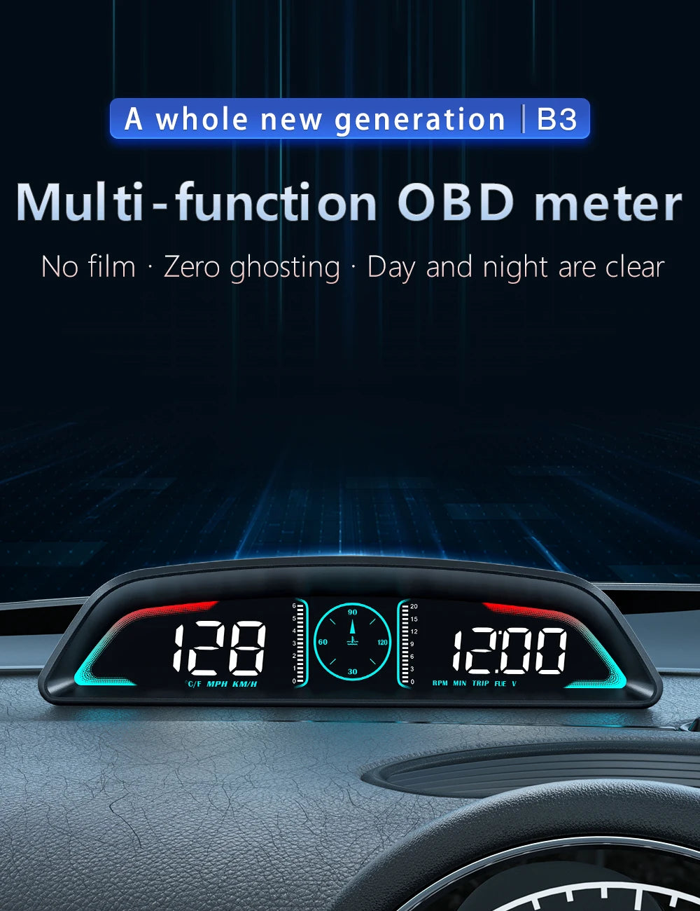 Proyector HUD B3 OBD2 | Velocímetro Inteligente para Auto