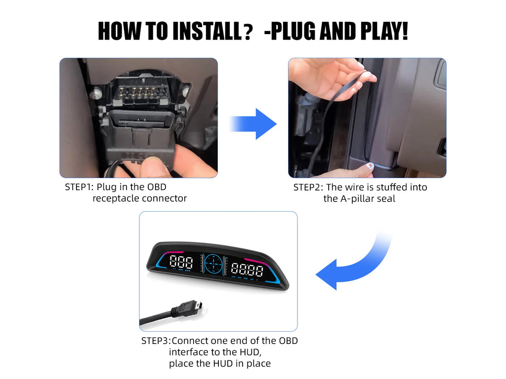 Proyector HUD B3 OBD2 | Velocímetro Inteligente para Auto