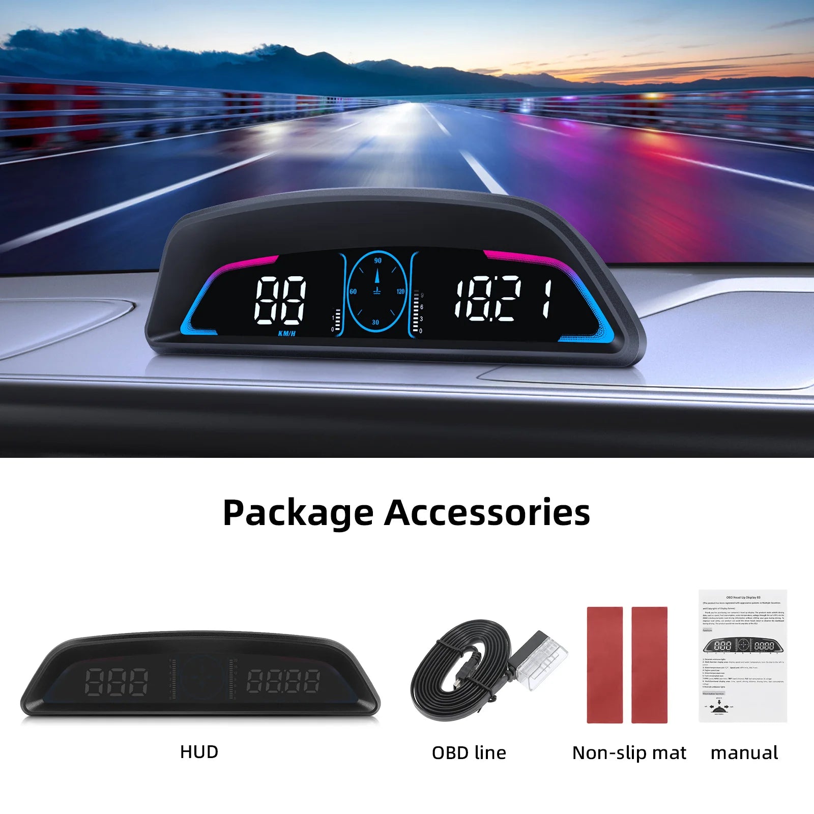 Proyector HUD B3 OBD2 | Velocímetro Inteligente para Auto